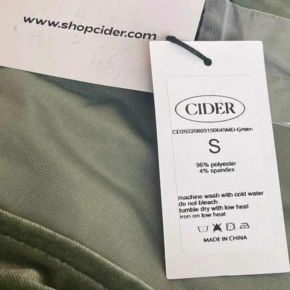 NWT Cider Belted Sage Green Velvet Mini Dress, Size Small - Picture 10 of 11
